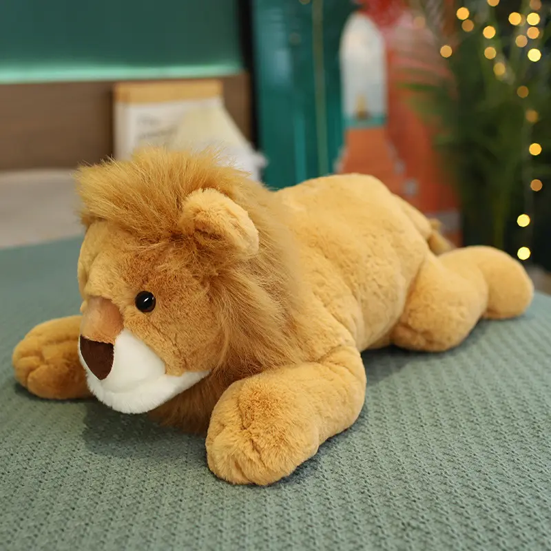 Plush Lion Toy Lifelike Wild Animal Male Lion Plush Toy Stuffed Animal Lion Soft Doll Kids Toys Children Birthday Gift