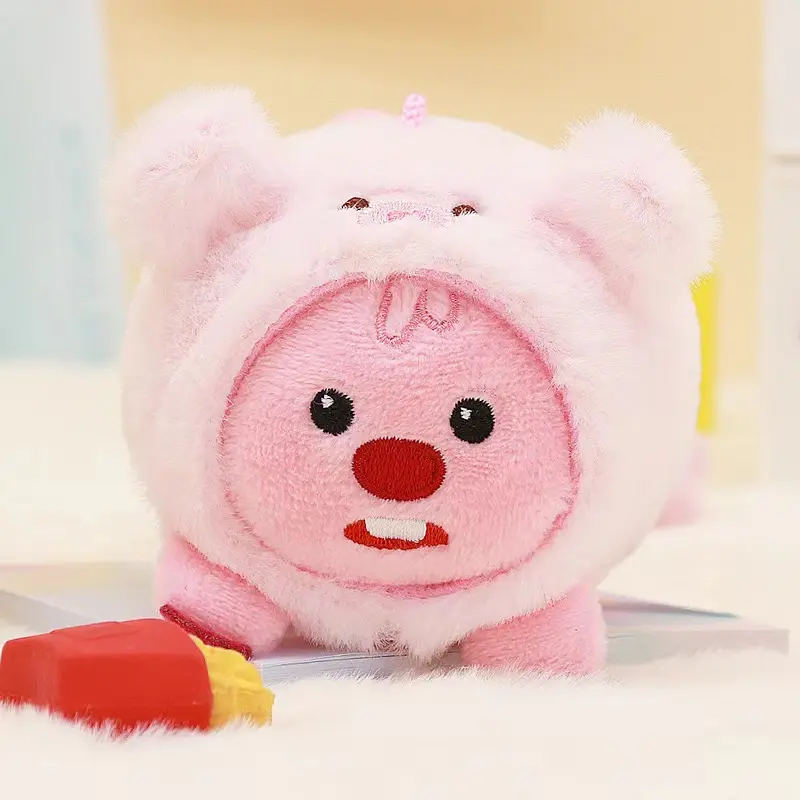 10cm/3.93in Loopy Original Cartoon Plush Toy Little Beaver Rock Anime Kawaii Plush Doll Keychain Pendant Ornamental Kids Gifts