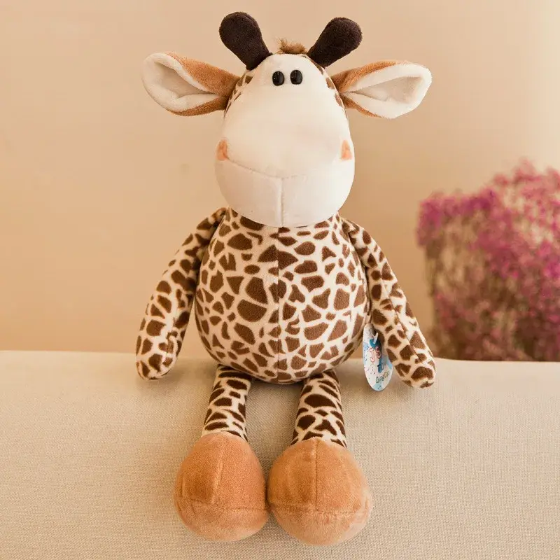 25cm Stuffed Lifelike Lion Tiger Elephant Monkey Leopard Giraffe Raccoon Doll Simulation Forest Animals Plush Toys for Kids Gift