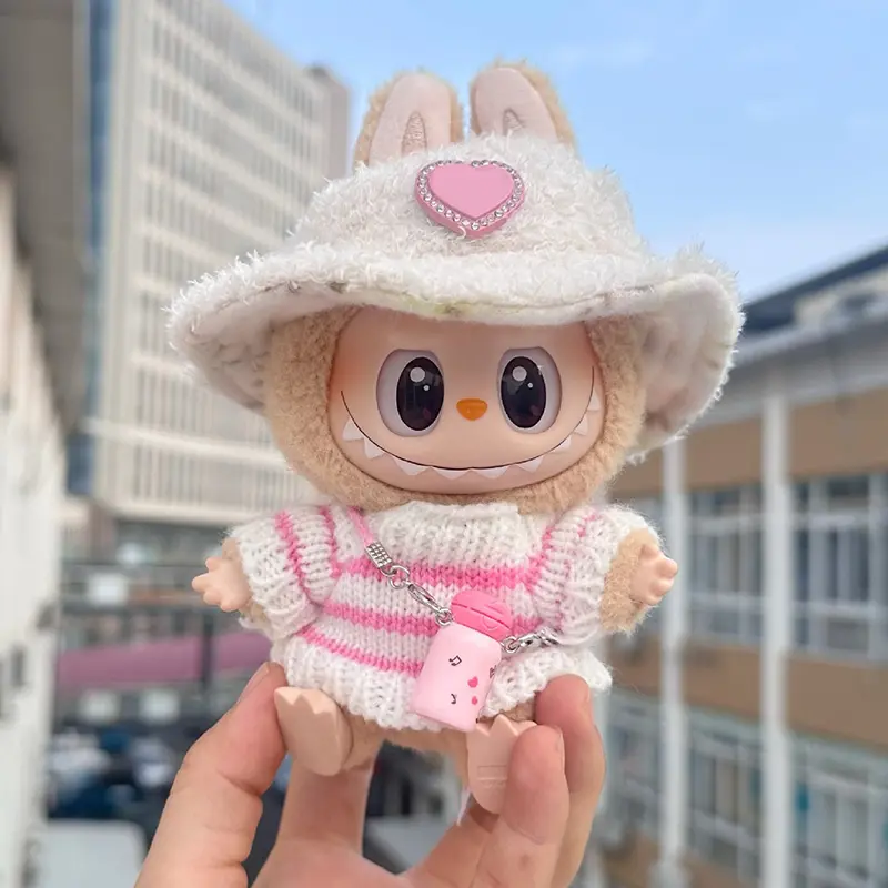 Costume for Labubu Clothes Outfit V1 V2 V3 17cm Dolls Accessories Clothing Designer Sweater Hat Cup Bag Set Doll Dressing Up