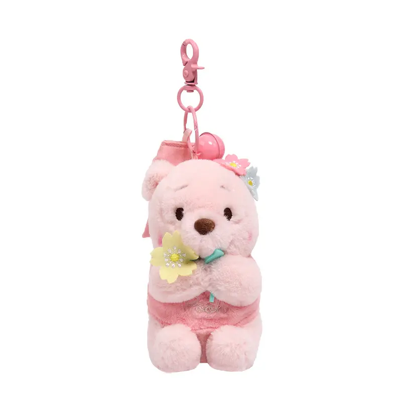 12cm Disney Plush Toys Fantasy Sakura Winnie Bear Pendant Bag Accessories Keychain Bag Car Pendant Valentine's Day Gift