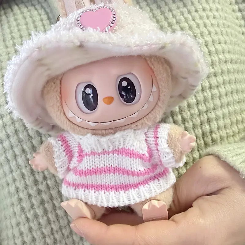 Costume for Labubu Clothes Outfit V1 V2 V3 17cm Dolls Accessories Clothing Designer Sweater Hat Cup Bag Set Doll Dressing Up