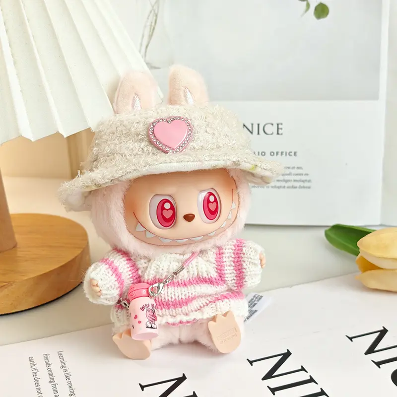 Costume for Labubu Clothes Outfit V1 V2 V3 17cm Dolls Accessories Clothing Designer Sweater Hat Cup Bag Set Doll Dressing Up
