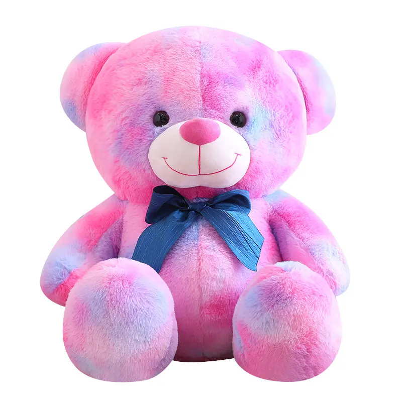 Nice 1pc 25cm-45cm Fantastic Rainbow Colorful Plush Bear Toy Stuffed Animals Brown Teddy Soft Doll Kids Toys Birthday Gift