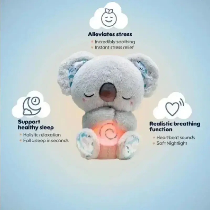 Cute Soothing Koala Bear Sleep Toys for Kids Baby Calming Anxiety Relief Breathing Koala Toy Sleep Buddy Plush Doll With Lights