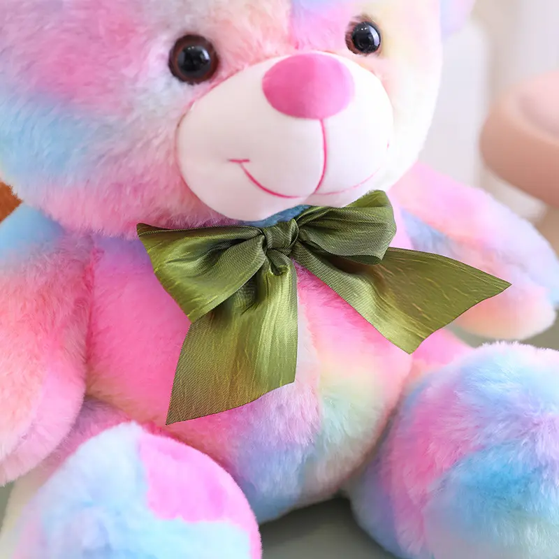 Nice 1pc 25cm-45cm Fantastic Rainbow Colorful Plush Bear Toy Stuffed Animals Brown Teddy Soft Doll Kids Toys Birthday Gift