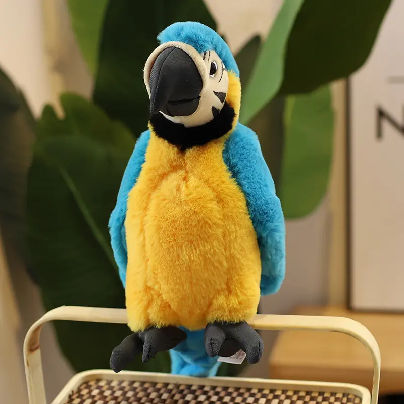 25cm Lifelike Parrot Plush Toy Simulation Macaw Doll Cartoon Stuffed Bird Animal Plush Doll Birthday Gift for Kids Home Decor