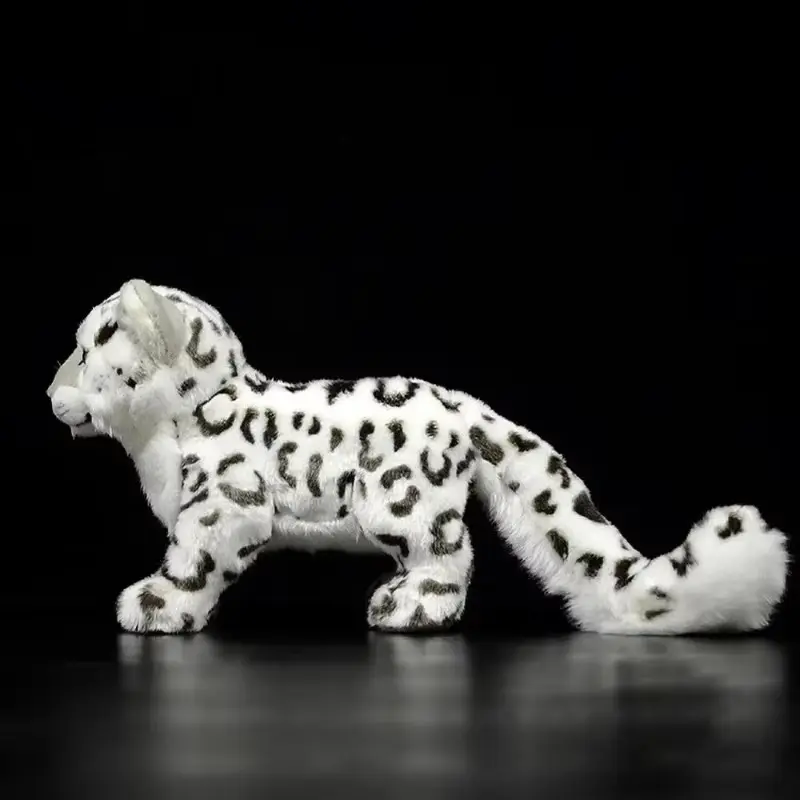 Cute Lifelike Standing Snow Leopard Stuffed Plush Toy Panthera Uncia  Soft White Ounce Doll Birthday Gift for Kids