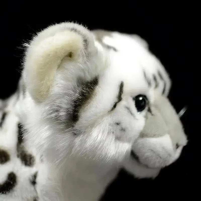 Cute Lifelike Standing Snow Leopard Stuffed Plush Toy Panthera Uncia  Soft White Ounce Doll Birthday Gift for Kids