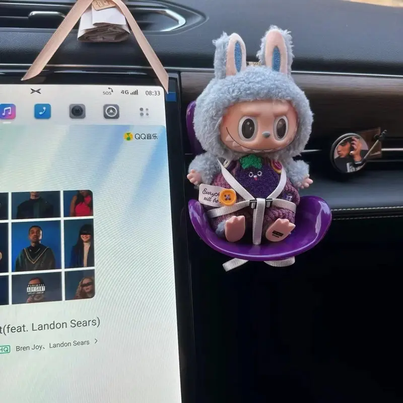 For Labubu Car Doll Safety Seat Kawaii Ob11 Doll Plush Seat Car Air Aromatreatment Decoration Suit for All Dolls Wihtin 18cm