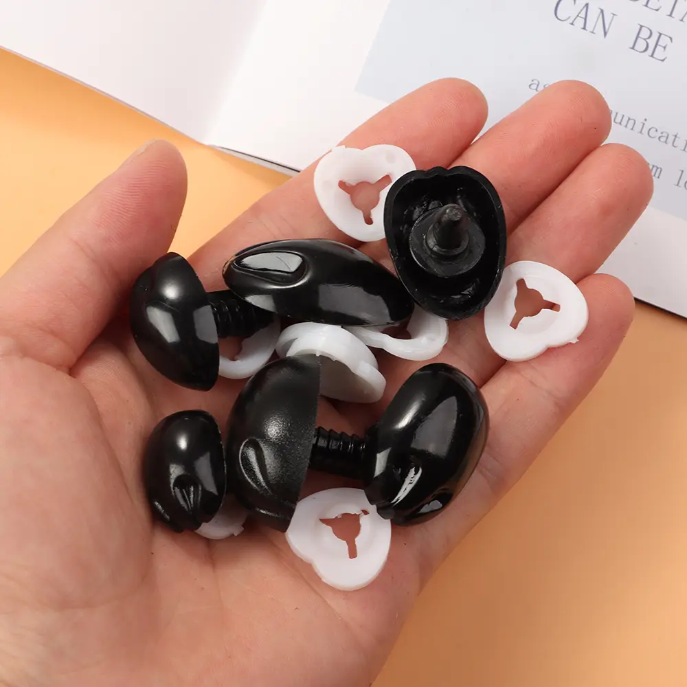 10Pcs Plastic Black Oval Safety Noses Doll Animal Dog Noses for Bear Stuffed Toys DIY Craft Wool Felting Accessories