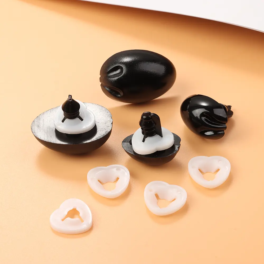 10Pcs Plastic Black Oval Safety Noses Doll Animal Dog Noses for Bear Stuffed Toys DIY Craft Wool Felting Accessories