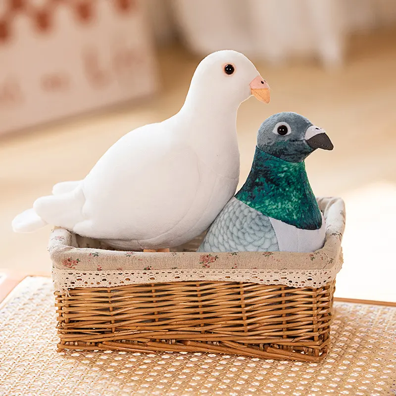 New Lifelike Bird Plush Toys Simulation White Green Pigeon Lovely Magpie Stuffed Animal Doll Photography Props Home Decor Gifts