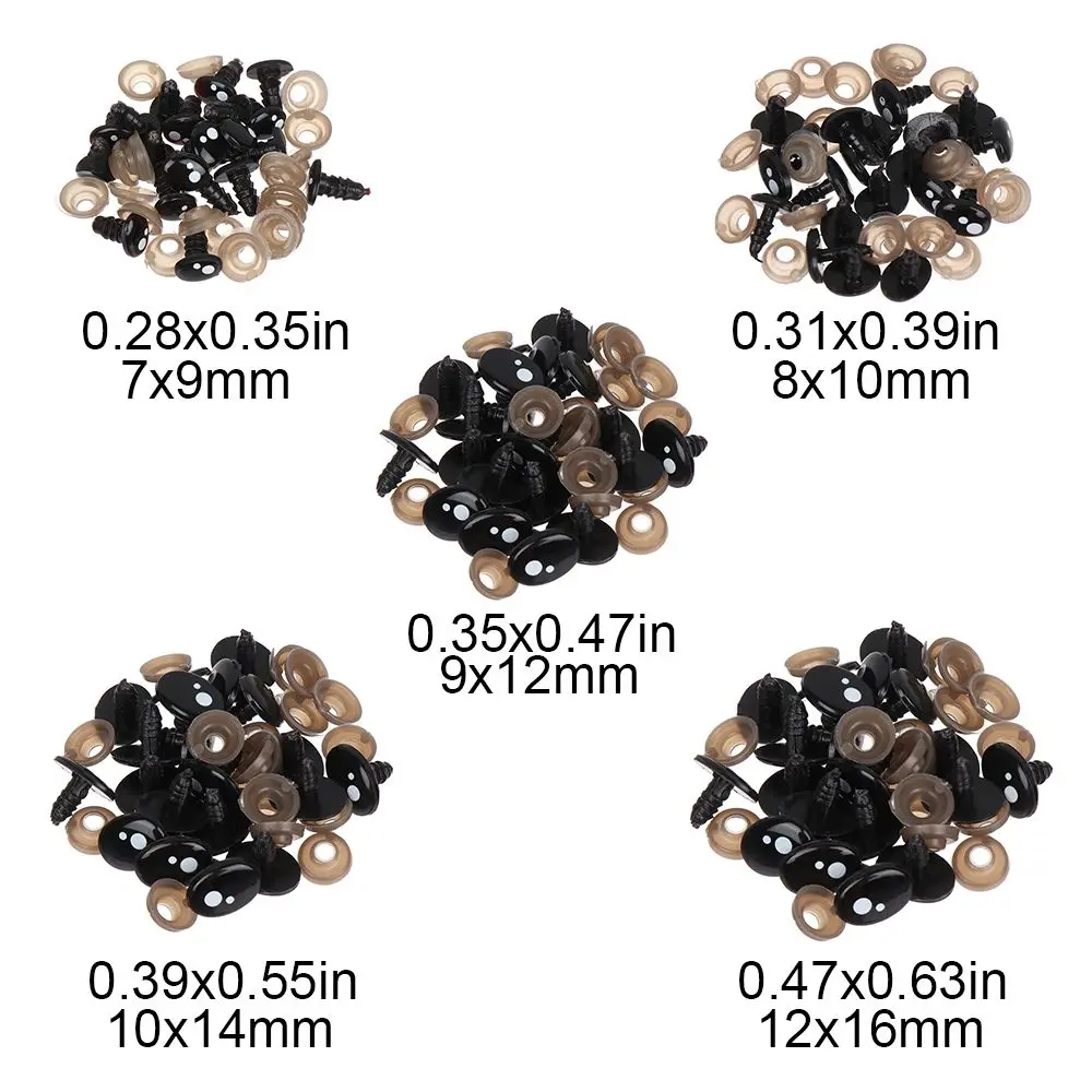 20/40Pcs Oval Black Eyes For Toys Cartoon Safety Eyes For Dolls Making Animal Amigurumi Bear Craft Stuffed Toys Accessories