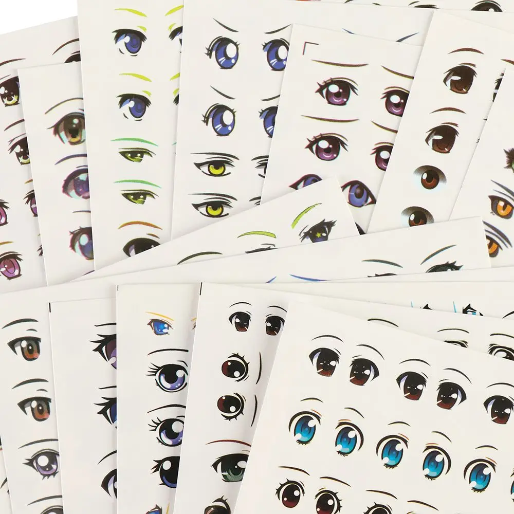 1 Sheet Cute Cartoon Eyes Stickers Anime Figurine Doll Face Organ Paster Clay Decals DIY Doll Accessories Kids Educational Toys