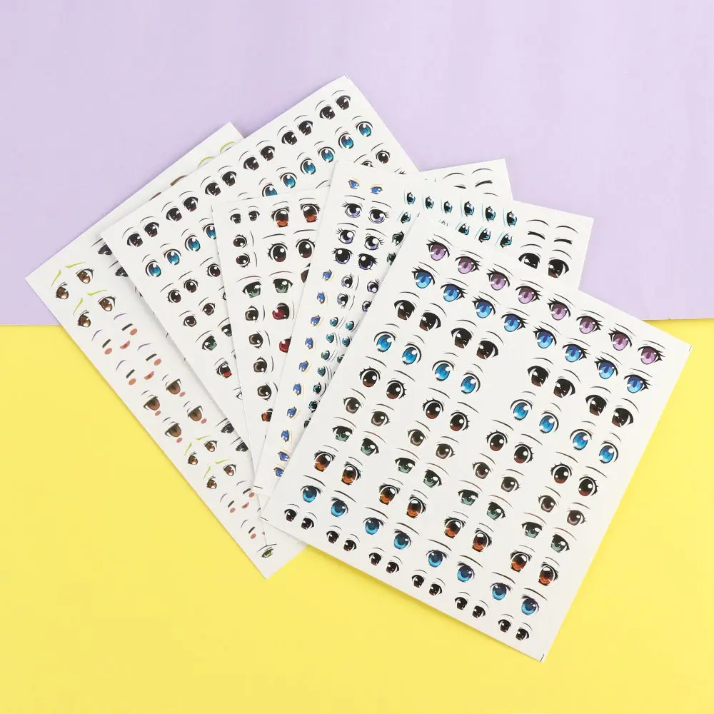 1 Sheet Cute Cartoon Eyes Stickers Anime Figurine Doll Face Organ Paster Clay Decals DIY Doll Accessories Kids Educational Toys