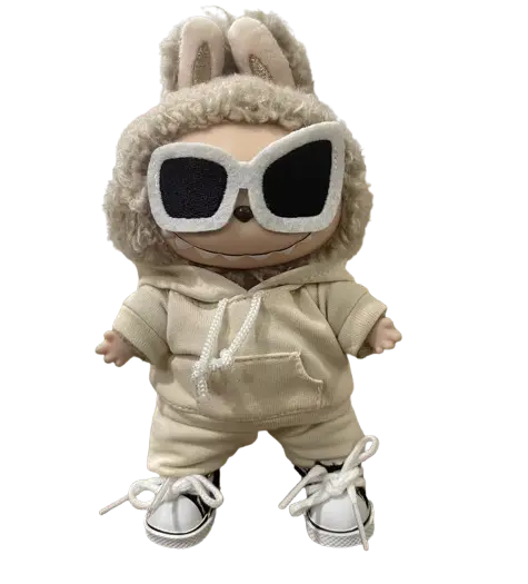 Labubu Casual Sweatsuit Set - Comfy Labubu Clothes for 15/17cm Dolls Featuring Ribbed Hem Details