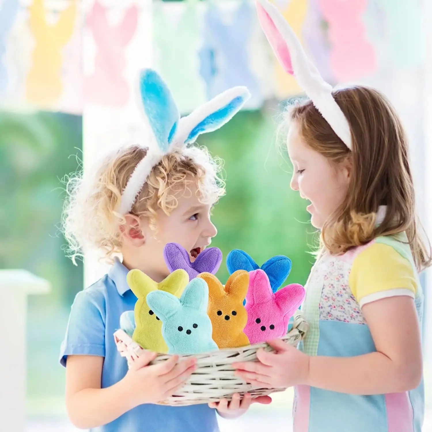 12-100Pcs Easter Stuffed Bunny Plush Toys Easter Bunny Bulk Stuffed Animals Plushie for Kids Boys Girls Toddler Easter Basket