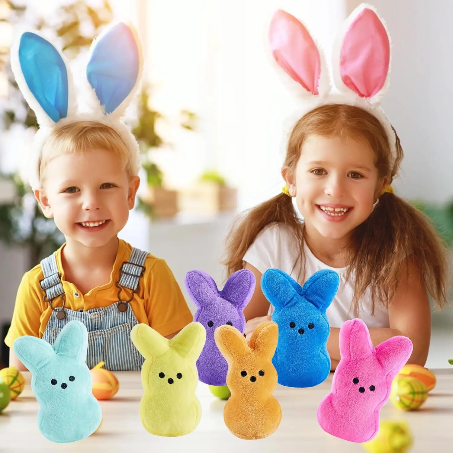 12-100Pcs Easter Stuffed Bunny Plush Toys Easter Bunny Bulk Stuffed Animals Plushie for Kids Boys Girls Toddler Easter Basket