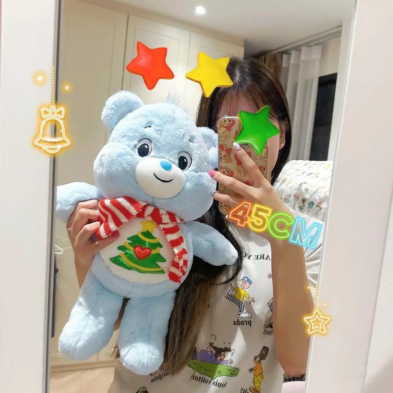 Xmas Edition Care Bears Plush Teddy Bear Stuffed Doll Kawaii Animal Room Decor Anime Rainbow Bear Toys Hobbies Gifts For Girl