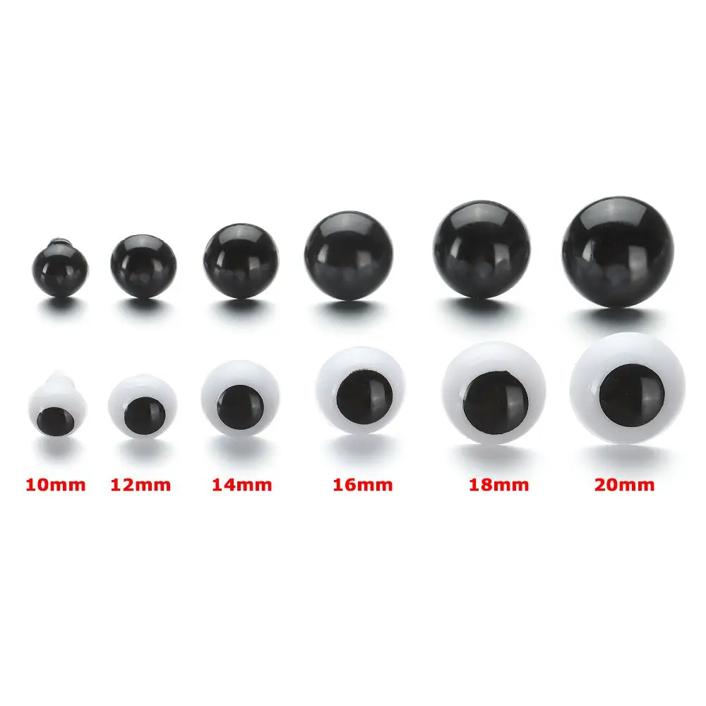 20pcs/10pairs 10/12/14/16/18/20mm For BJD Doll DIY Accessories Safety Animal Toy Eyeball Plastic Eyes Doll Making Crafts