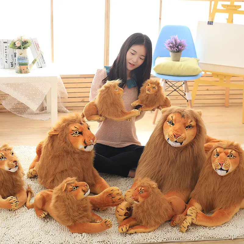 1pc 30-90cm Lifelike Lion Plush Toys for Children Kids Cute Animal Doll Cartoon Stuffed Toy Birthday Gift Home Decor