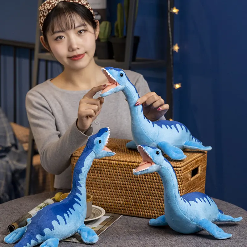 Nessie Plush Toys Soft Animal Blue Plesiosaur Plushie Doll 40CM Stuffed Soft Dinosaur Boy Room Ornament Birthday Gift for Kids