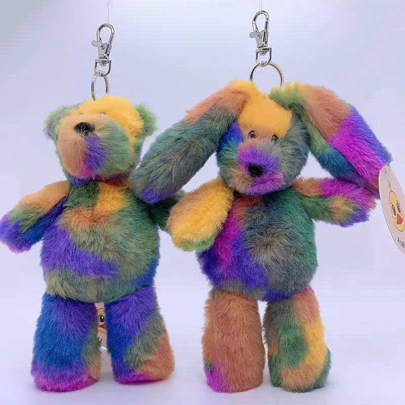 20cm Wholesale Rabbit Keychain Plush Toys Rabbit Dolls Cherry Blossoms Pink Floral Animal Bear Pendants Plush Doll Bag Hanging
