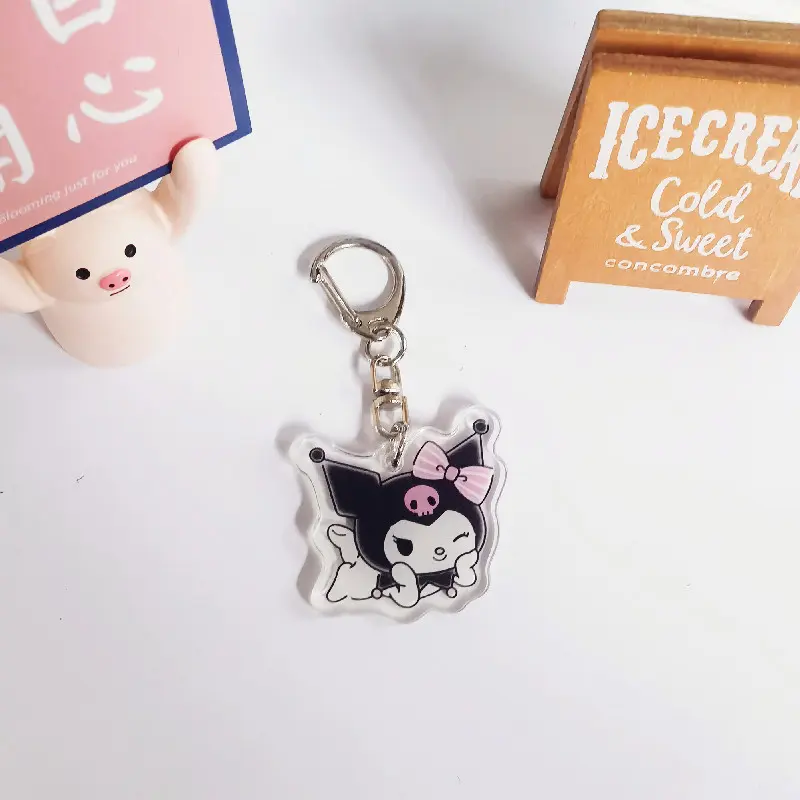 Kawaii Sanrio Acrylic Keychain Cute Cinnamoroll Pendant Keyring Cartoon Kuromi My Melody Children Toys Keychains Birthday Gifts