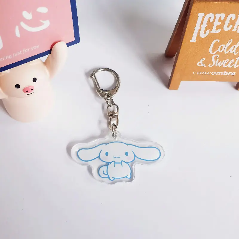 Kawaii Sanrio Acrylic Keychain Cute Cinnamoroll Pendant Keyring Cartoon Kuromi My Melody Children Toys Keychains Birthday Gifts