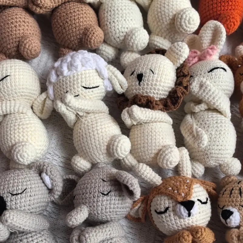 Handmade Kid Room Deco Stuffed Plush Toy Animal Amigurumi Handcrafts Kids Gifts Soft Fox Cow Lamb Birthday Sleeping Dolls