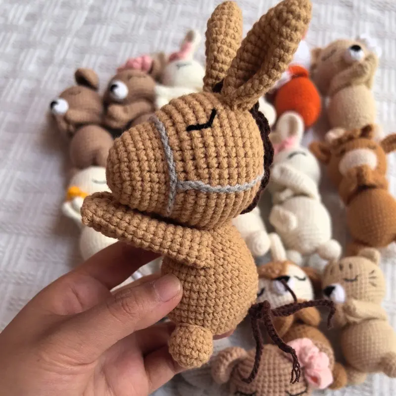 Handmade Kid Room Deco Stuffed Plush Toy Animal Amigurumi Handcrafts Kids Gifts Soft Fox Cow Lamb Birthday Sleeping Dolls