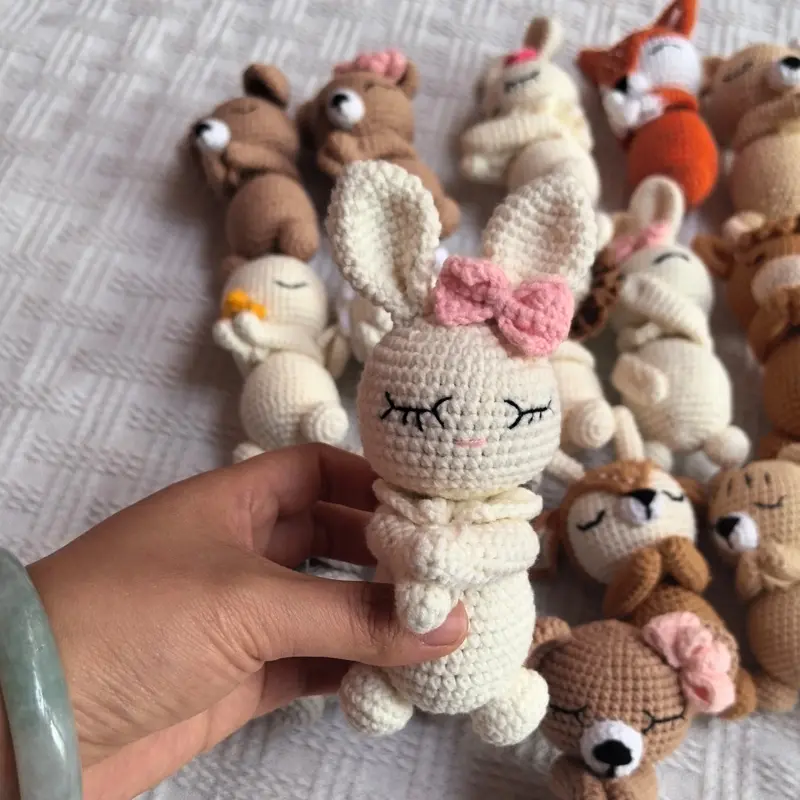 Handmade Kid Room Deco Stuffed Plush Toy Animal Amigurumi Handcrafts Kids Gifts Soft Fox Cow Lamb Birthday Sleeping Dolls