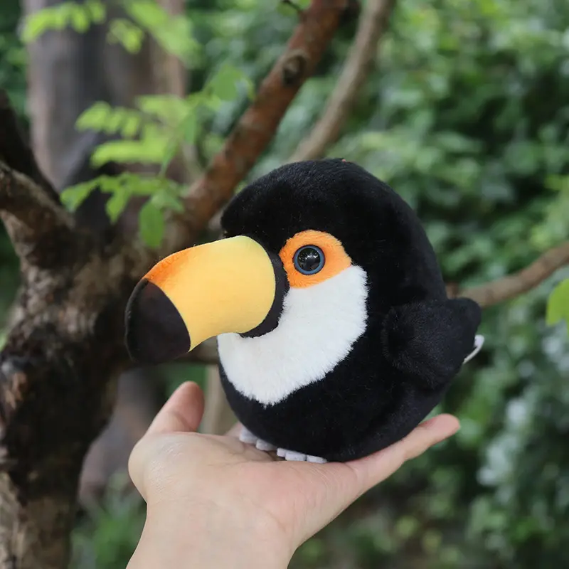 10cm High Small Round Toucan Plush Toys Soft Real Life Toucans Bird Stuffed Animal Toy Christmas Gifts For Kids