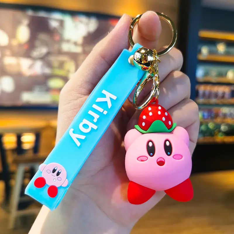 Wholesale Kawaii Kirby Keychain Star Kabi Keyring Doll Anime Figure Backpack Pendant Car Key Ring Accessories Key Chain Toy Kids