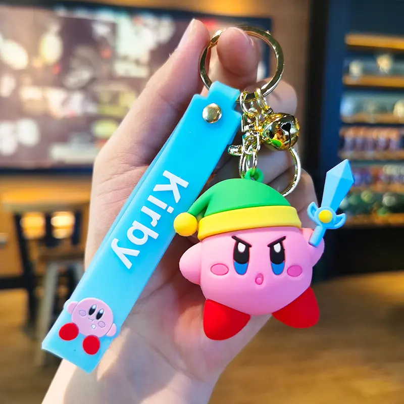 Wholesale Kawaii Kirby Keychain Star Kabi Keyring Doll Anime Figure Backpack Pendant Car Key Ring Accessories Key Chain Toy Kids