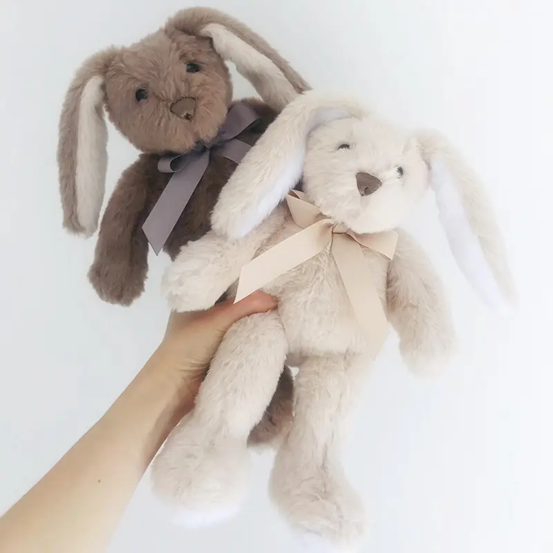 Fluffy Bunny Plush Toys Cartoon Animal Stuffed Doll Soft Toy With bow-knot For Kid Kawaii Dolls Birthday Christmas Gift