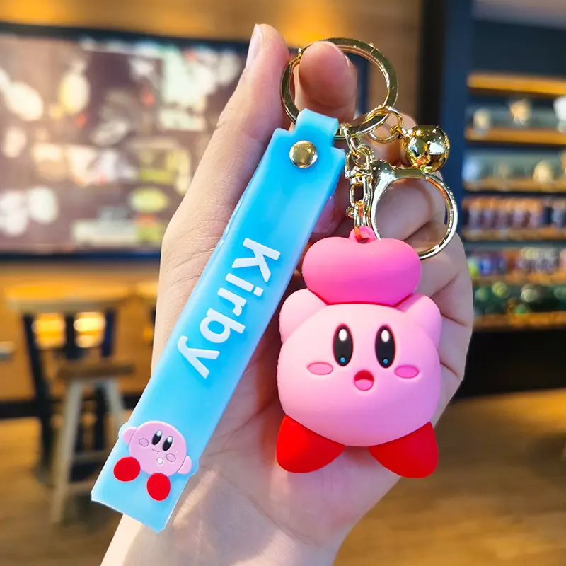 Wholesale Kawaii Kirby Keychain Star Kabi Keyring Doll Anime Figure Backpack Pendant Car Key Ring Accessories Key Chain Toy Kids