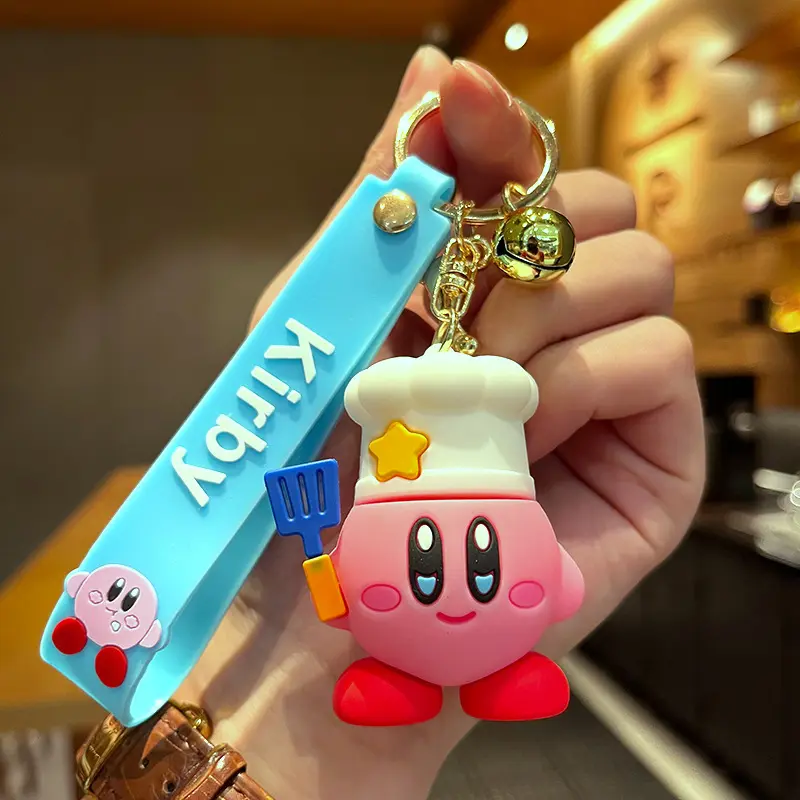 Wholesale Kawaii Kirby Keychain Star Kabi Keyring Doll Anime Figure Backpack Pendant Car Key Ring Accessories Key Chain Toy Kids