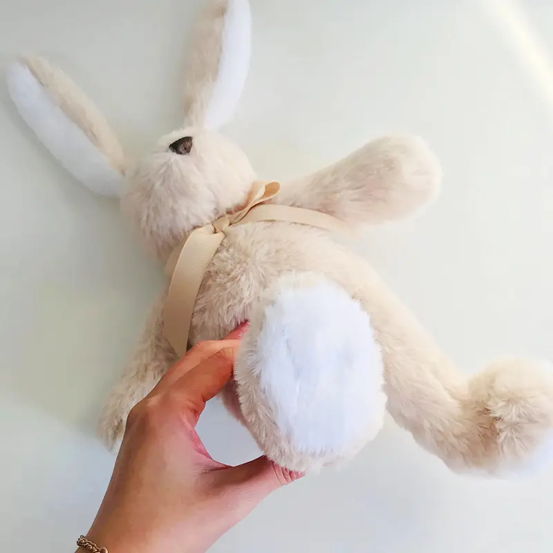 Fluffy Bunny Plush Toys Cartoon Animal Stuffed Doll Soft Toy With bow-knot For Kid Kawaii Dolls Birthday Christmas Gift