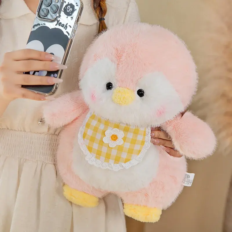 Fluffy Grey Penguin Plushie Stuffed Cuddly Animals Blue Pink Baby Penguins Polar Sea Dolls Peluche Plush Toys for Kids Birthday