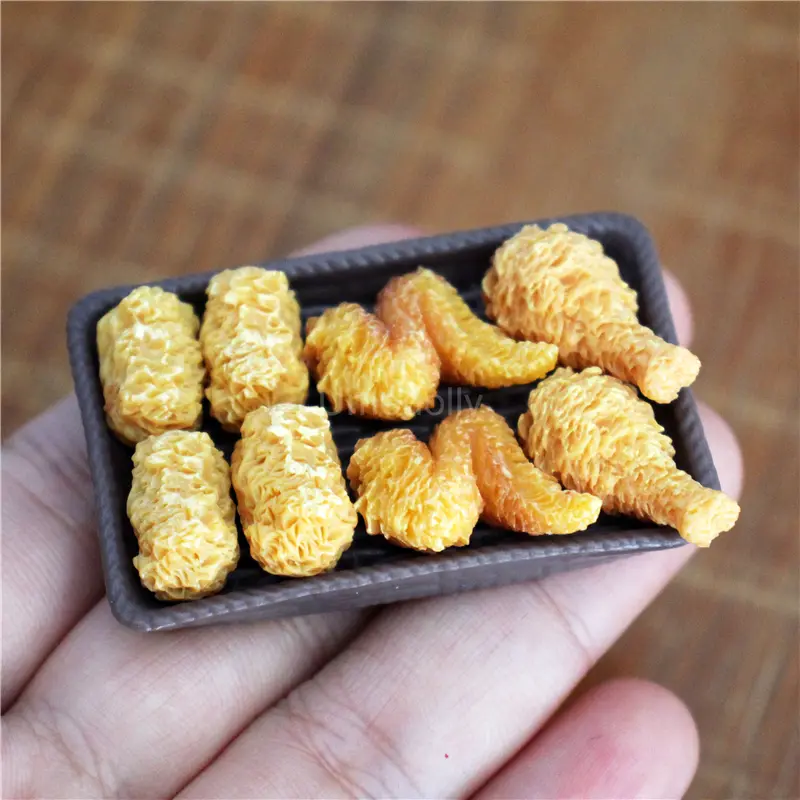 Cute 1/12 Scale Miniature Dollhouse Fried Chicken Bucket Hamburger Mini Food for Blyth OB11 Doll Accessorie Toy