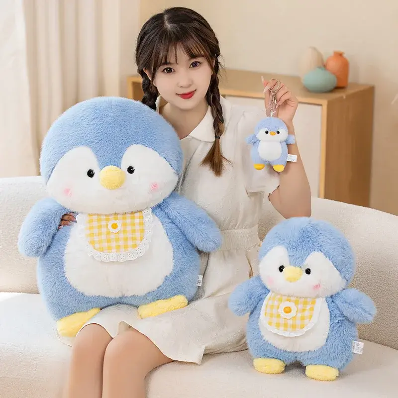 Fluffy Grey Penguin Plushie Stuffed Cuddly Animals Blue Pink Baby Penguins Polar Sea Dolls Peluche Plush Toys for Kids Birthday