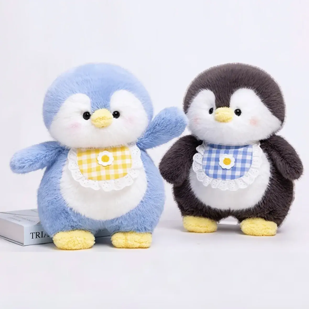 Fluffy Grey Penguin Plushie Stuffed Cuddly Animals Blue Pink Baby Penguins Polar Sea Dolls Peluche Plush Toys for Kids Birthday