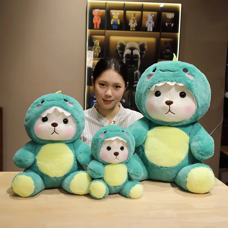 30-60cm Kawaii Little Bear in Dinosaurs Clothes Plush Toy Stuffed Animal Soft Doll Cartoon Birthday Gift for Kid Baby Room Decor