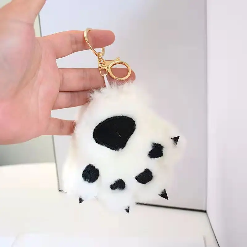12cm Kawaii Simulation Tiger Paw Plush Toy Animal Pendant Leopard Keychain School Bag Ornament Christmas Newyear Gifts