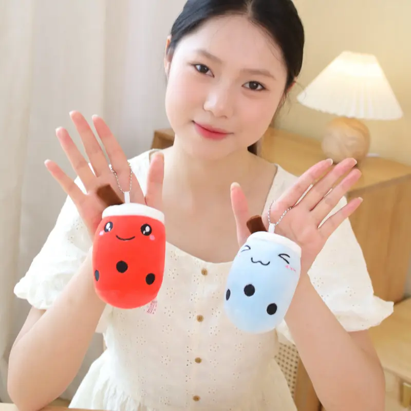 Kawaii Bubble Tea Keychain Soft Plush Toy Keychain Stuffed Boba Doll Cute Backpack Decoration Best Birthday Gifts for Girls