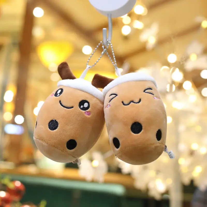 Kawaii Bubble Tea Keychain Soft Plush Toy Keychain Stuffed Boba Doll Cute Backpack Decoration Best Birthday Gifts for Girls