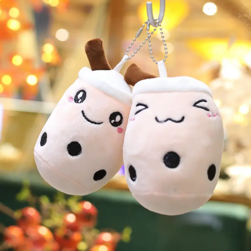 Kawaii Bubble Tea Keychain Soft Plush Toy Keychain Stuffed Boba Doll Cute Backpack Decoration Best Birthday Gifts for Girls