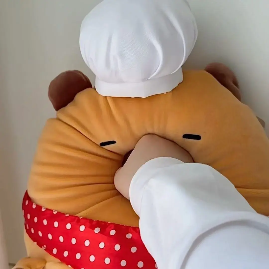 62cm Kawaii Capybara Plush Toy Stuffed  Chef's Cap Capibara Long Sleep Soft Pillow Sofa Cushion Nap Sleeping Toys for Kids